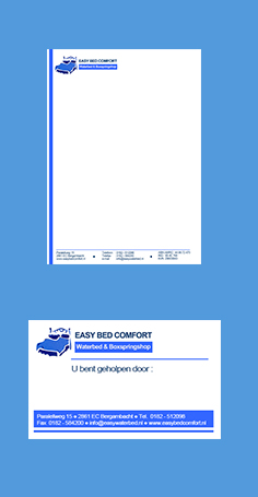 Easy Bed Comfort briefpapier en visitekaartje